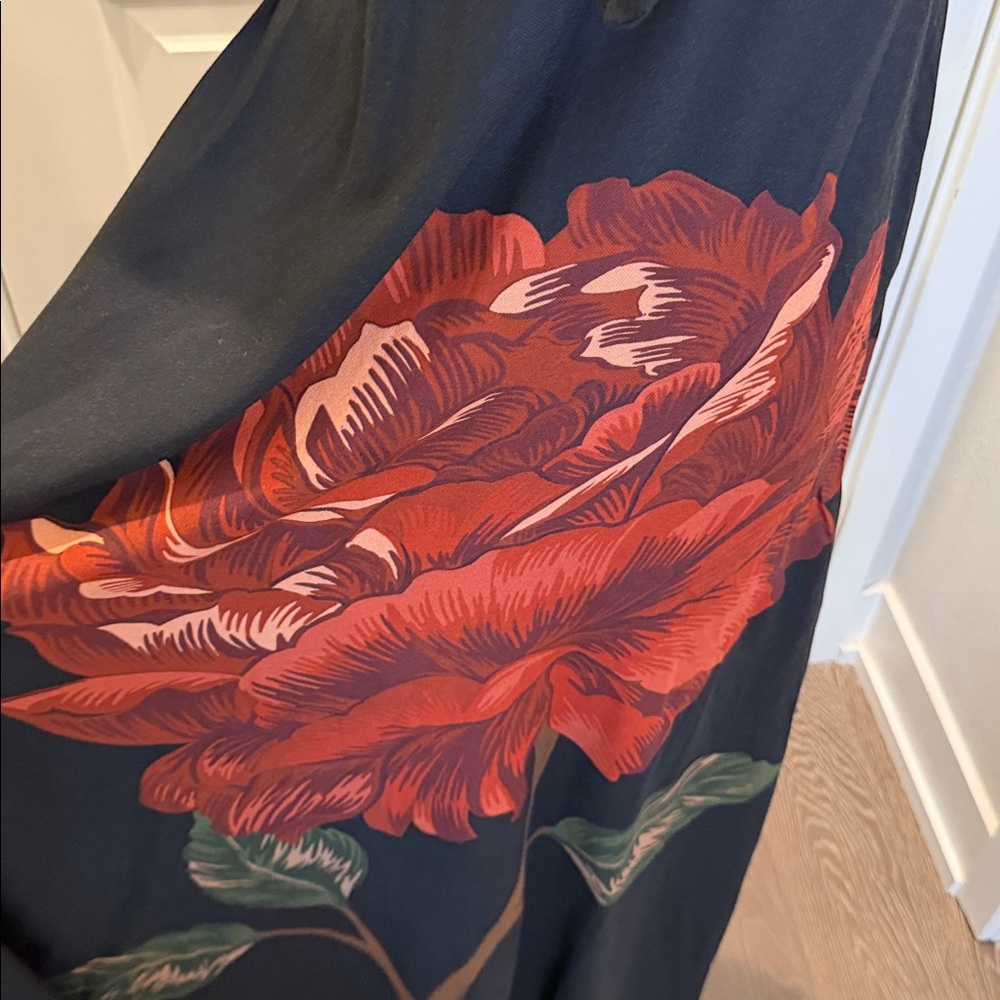 SOLD - FARM Rio Black Strapless Dress with Red Floral Design Size M - Picture 7 of 10